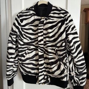 REVERSIBLE Supreme NY Men's Black Zebra MA-1 Bomber Jacket SS17 M AUTHENTIC